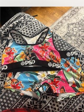 PSD women’s Floral Butterfly Active One-Piece Set in Multicolor